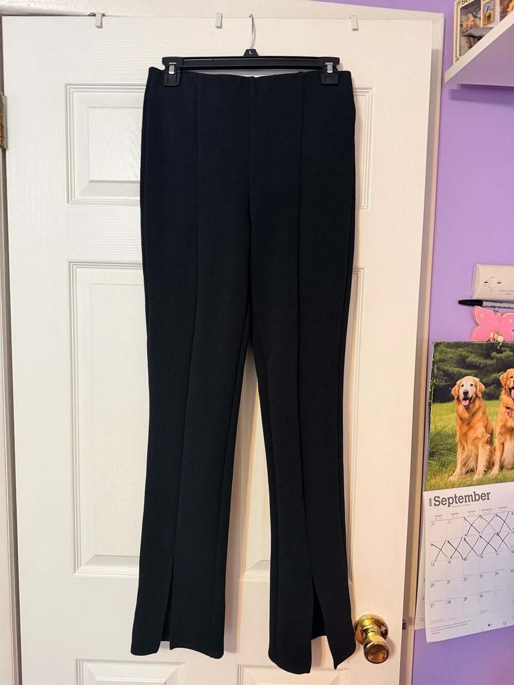 H&M Black Ponte Trousers Size M Split Hem